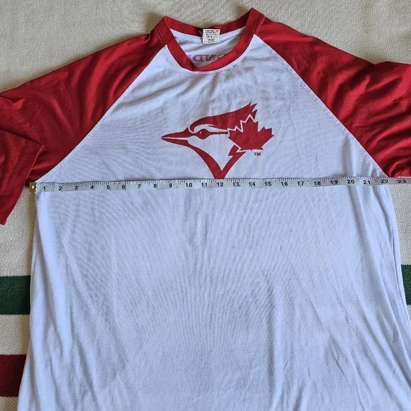 Toronto Blue Jays Red Blue Jays Baseball Raglan Shirt S XL - Picture 7 of 11